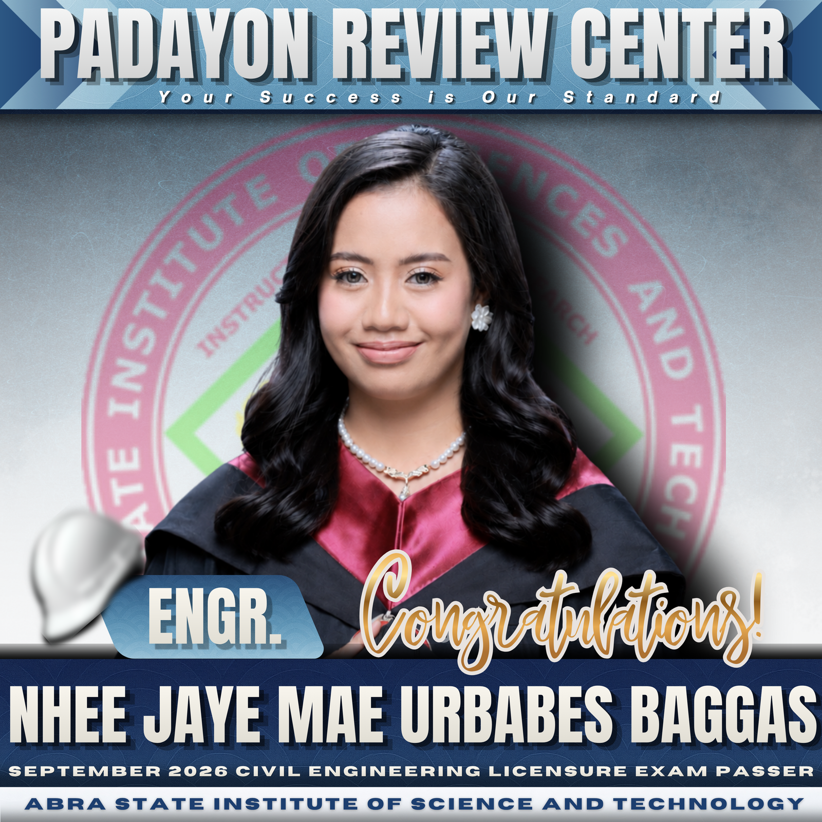 Engr. Nhee Jaye Mae Urbabes Baggas — CELE Board Passer