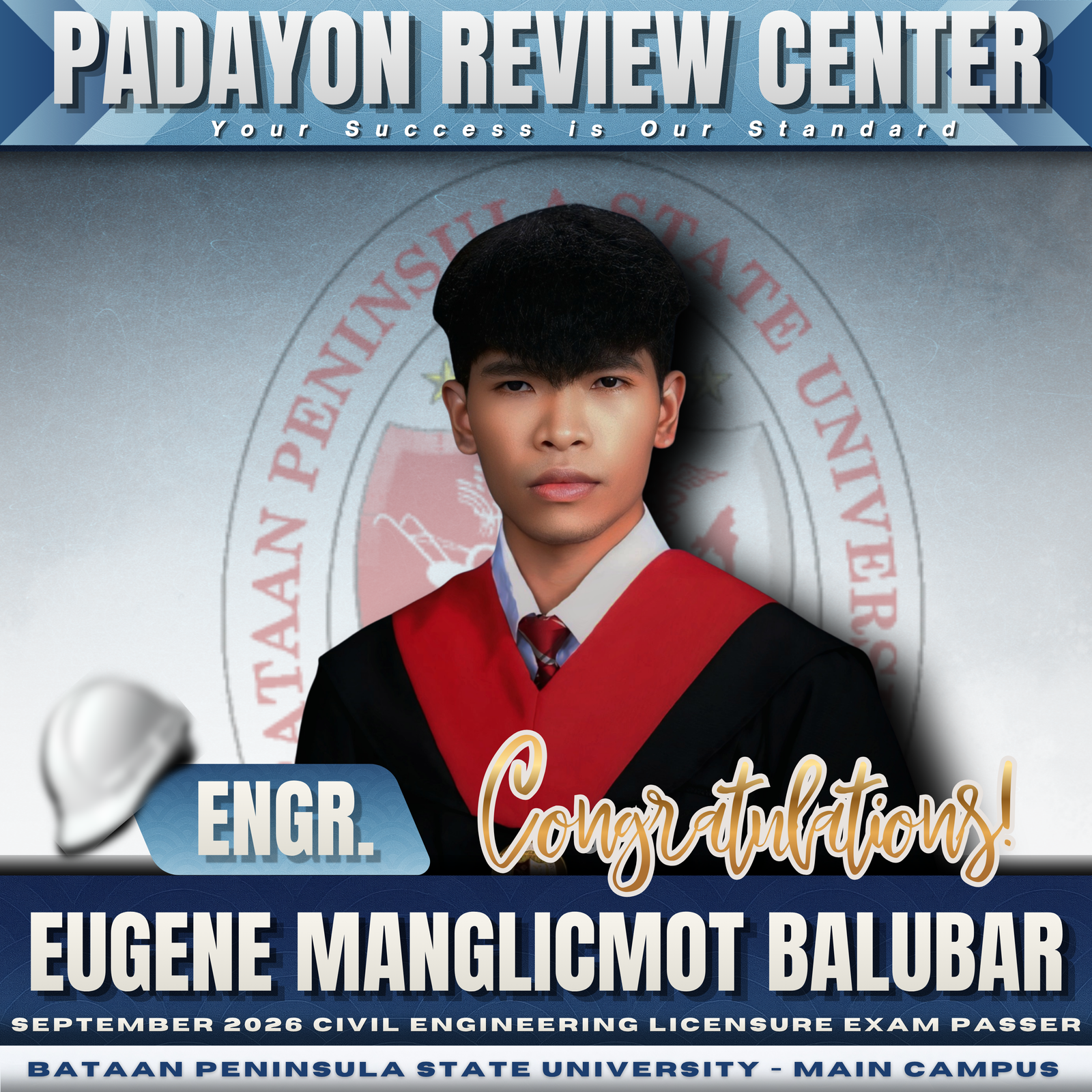 Engr. Eugene Manglicmot Balubar — CELE Board Passer