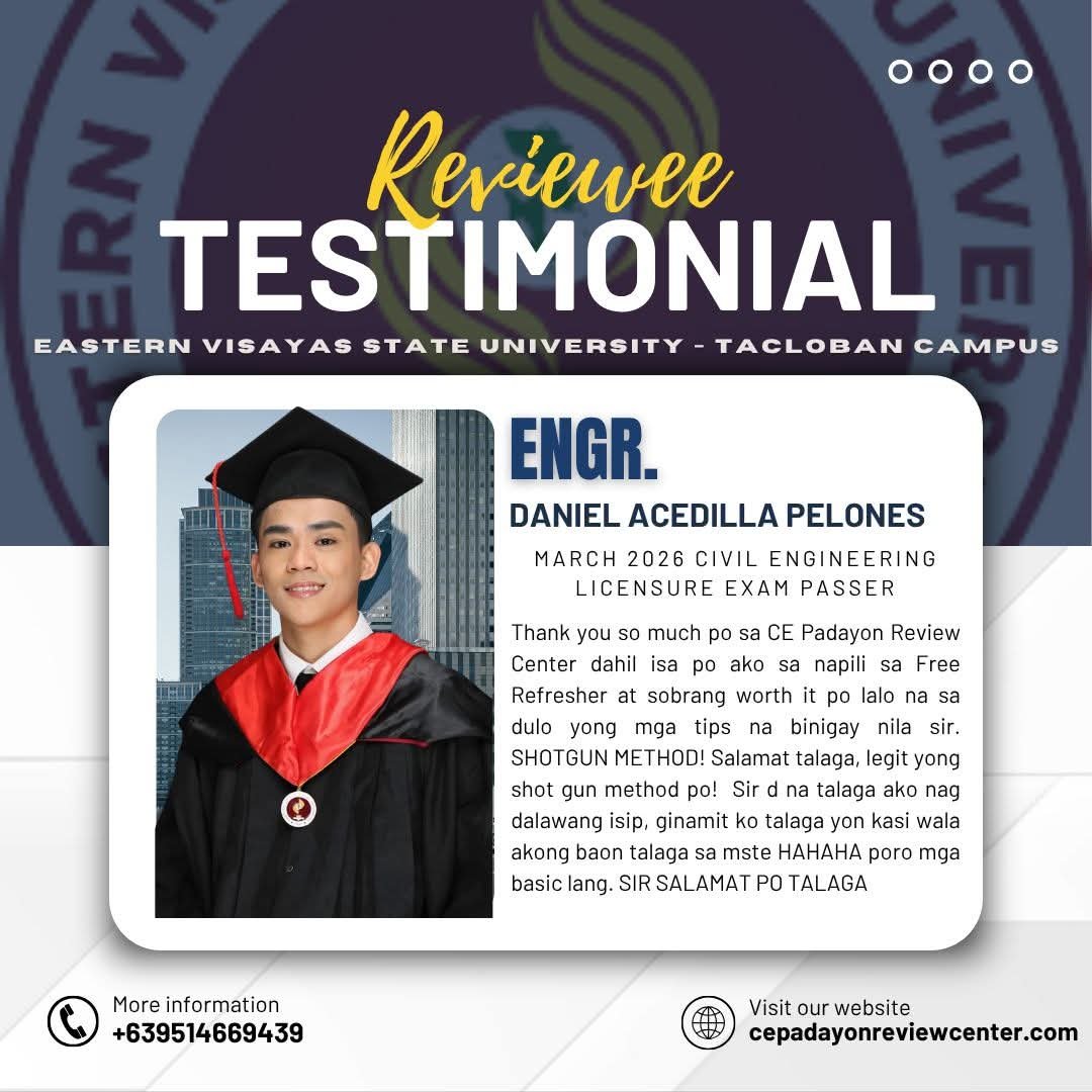 March CELE board passer testimonial — successful Civil Engineering Licensure Exam passer