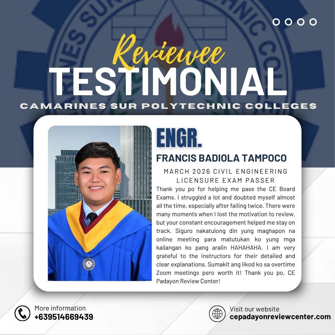 March CELE board passer testimonial — successful Civil Engineering Licensure Exam passer